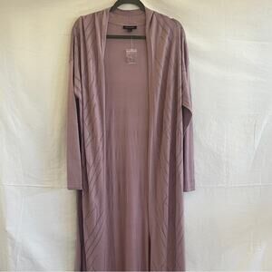 H by Halston Cardigan Womens 1X Light Purple Mauve Duster Open Front Dainty Boho